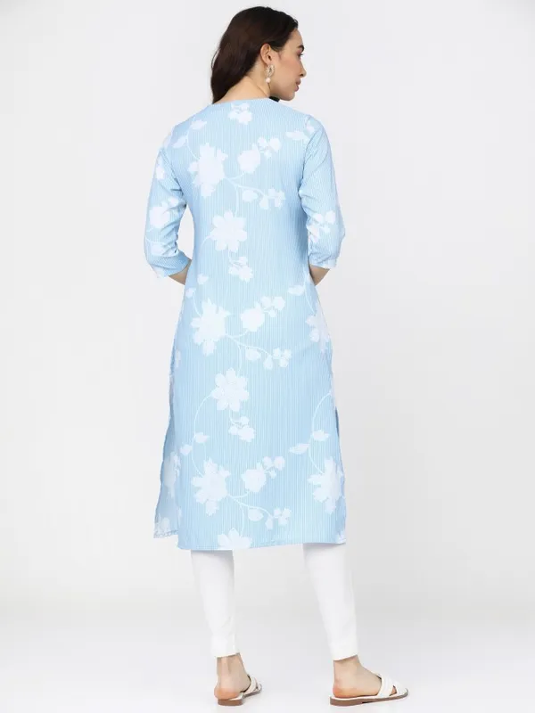  Ketch Women Blue Printed Straight Kurtas