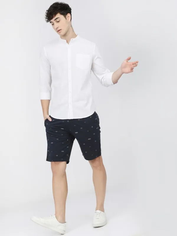  Ketch Men White Solid Slim Fit Casual Shirts