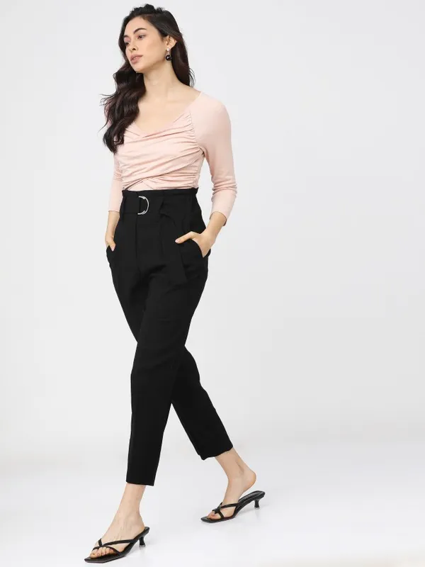  Tokyo Talkies Women Pink Solid Fitted Tops