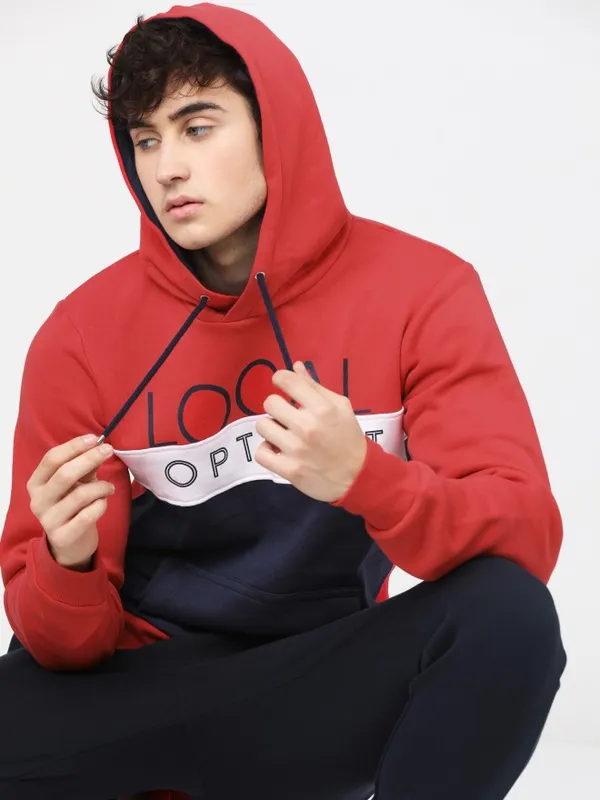  Highlander Men Red Hood Pullover Sweatshirts