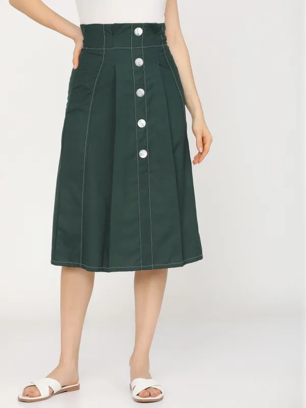  Tokyo Talkies Women Green Midi Skirts