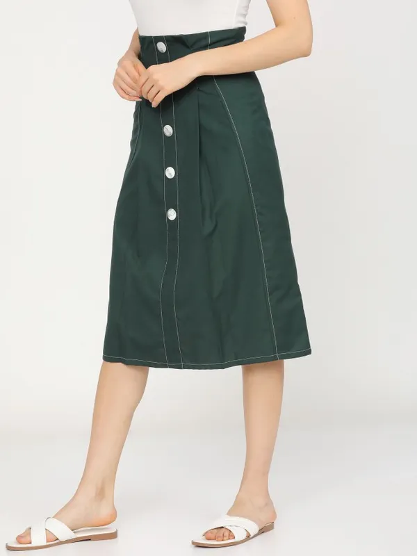  Tokyo Talkies Women Green Midi Skirts