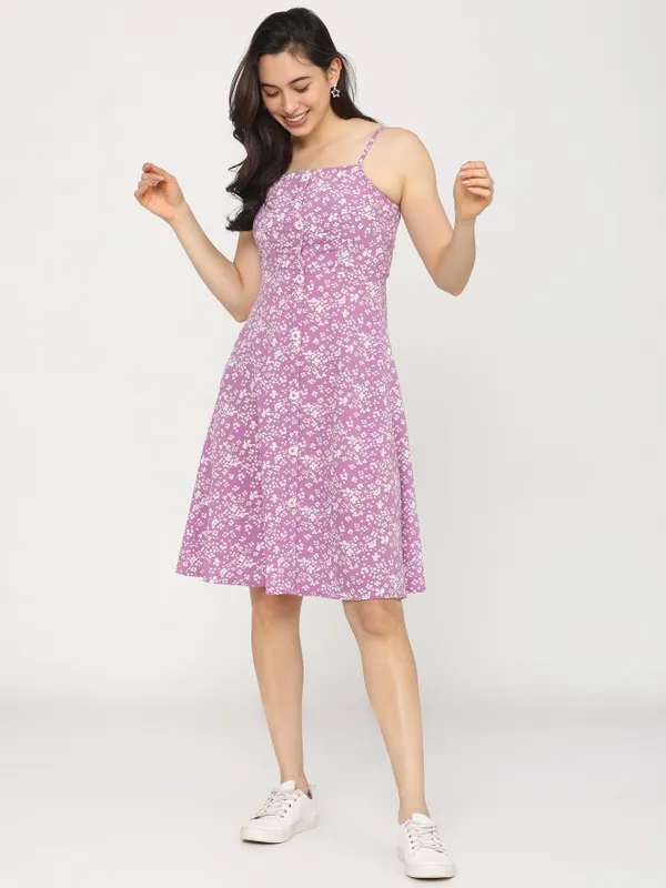  Tokyo Talkies Women Mauve Printed A-Line Dresses