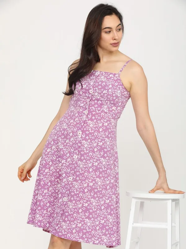  Tokyo Talkies Women Mauve Printed A-Line Dresses