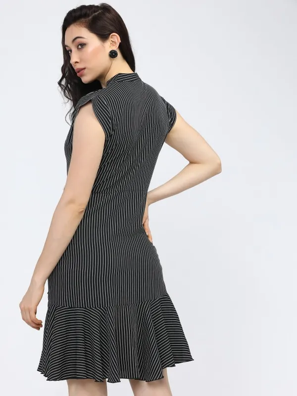  Tokyo Talkies Women Black Striped Fit And Flare Dresses