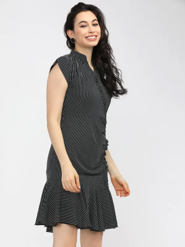  Tokyo Talkies Women Black Striped Fit And Flare Dresses