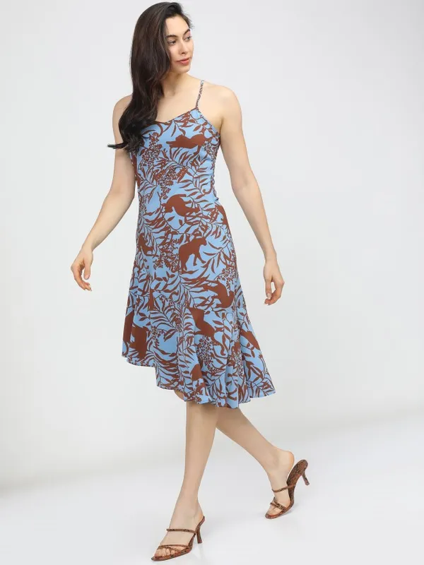  Tokyo Talkies Women Blue Printed Fit And Flare Dresses