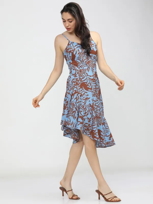  Tokyo Talkies Women Blue Printed Fit And Flare Dresses