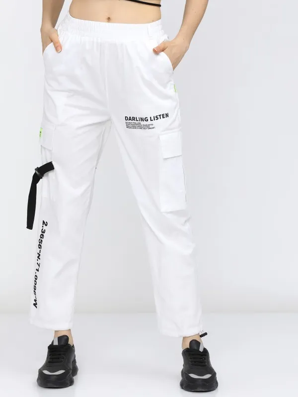  Tokyo Talkies Women White Solid Regular Fit Casual Trousers