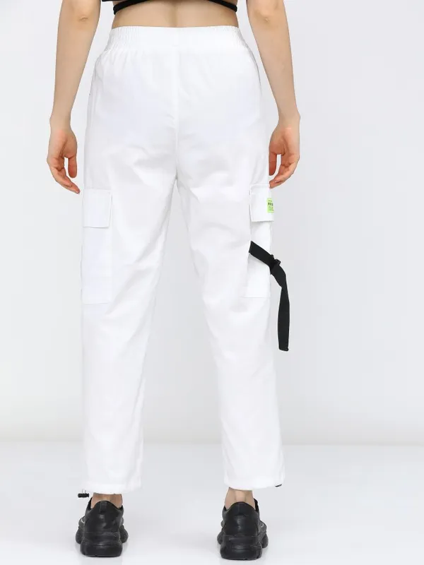  Tokyo Talkies Women White Solid Regular Fit Casual Trousers