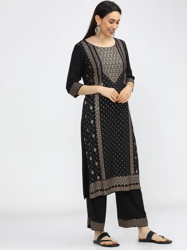  Vishudh Women Black Printed Kurta Sets