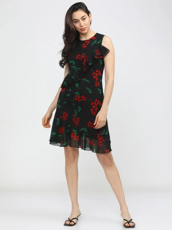  Tokyo Talkies Women Black Printed Fit And Flare Dresses