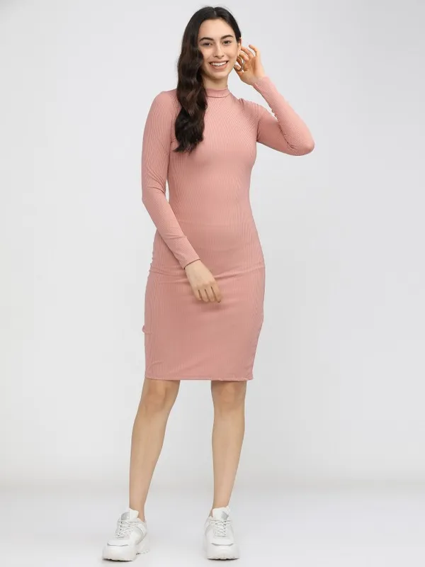  Tokyo Talkies Women Pink Solid Bodycon Dresses