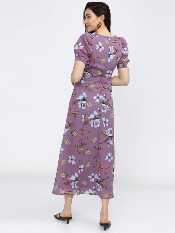  Tokyo Talkies Women Purple Printed A-Line Dresses