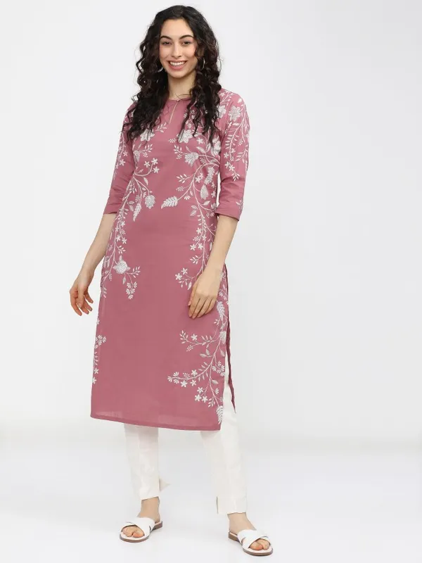  Vishudh Women Pink Printed Straight Kurtas