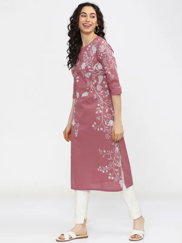  Vishudh Women Pink Printed Straight Kurtas