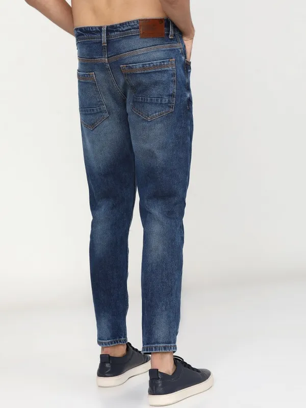  Locomotive Men Blue Tapered Fit Highly Distressed Jeans