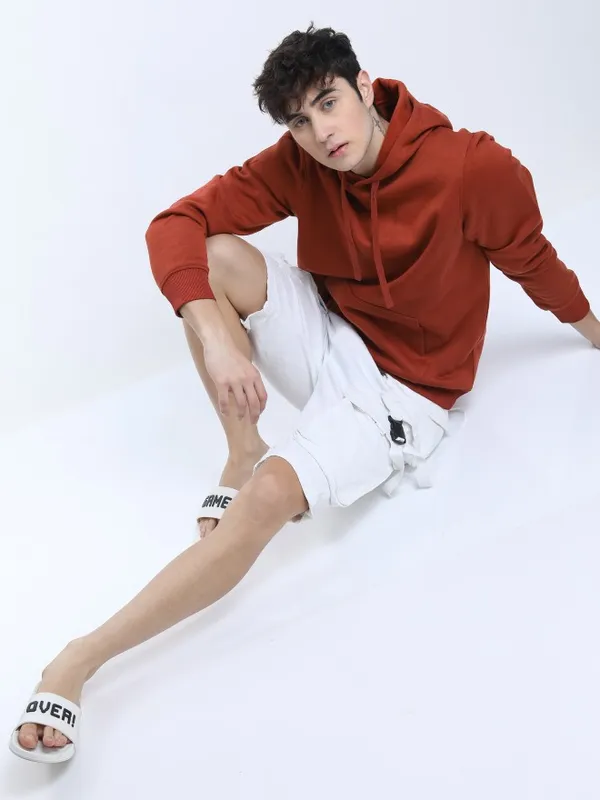  Highlander Men Red Hood Pullover Sweatshirts