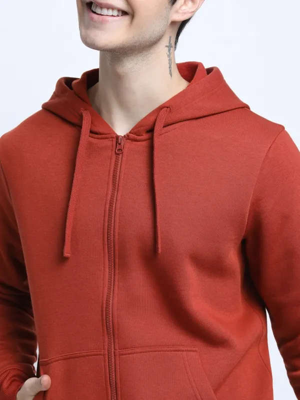  Highlander Men Red Hood Front-Open Sweatshirts