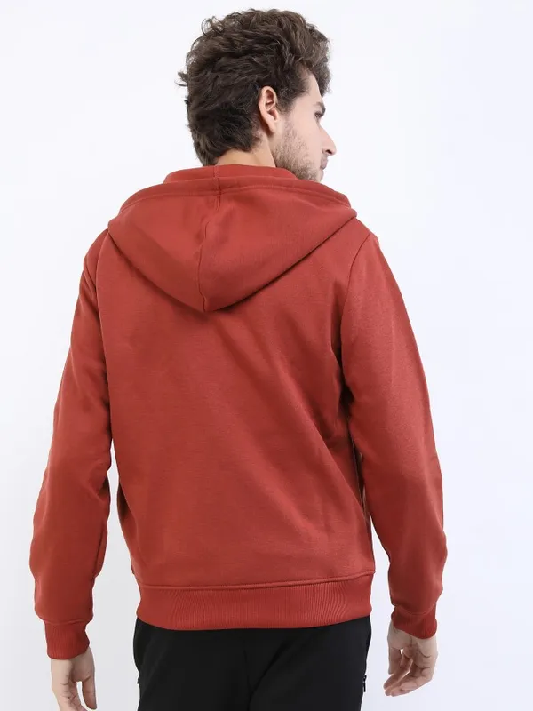  Highlander Men Brown Hood Front-Open Sweatshirts