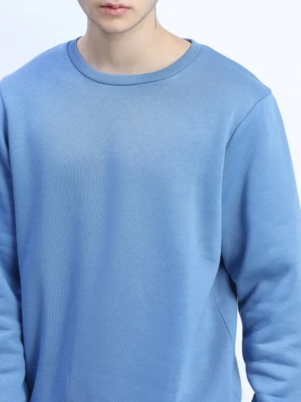  Highlander Men Blue Round Neck Pullover Sweatshirts