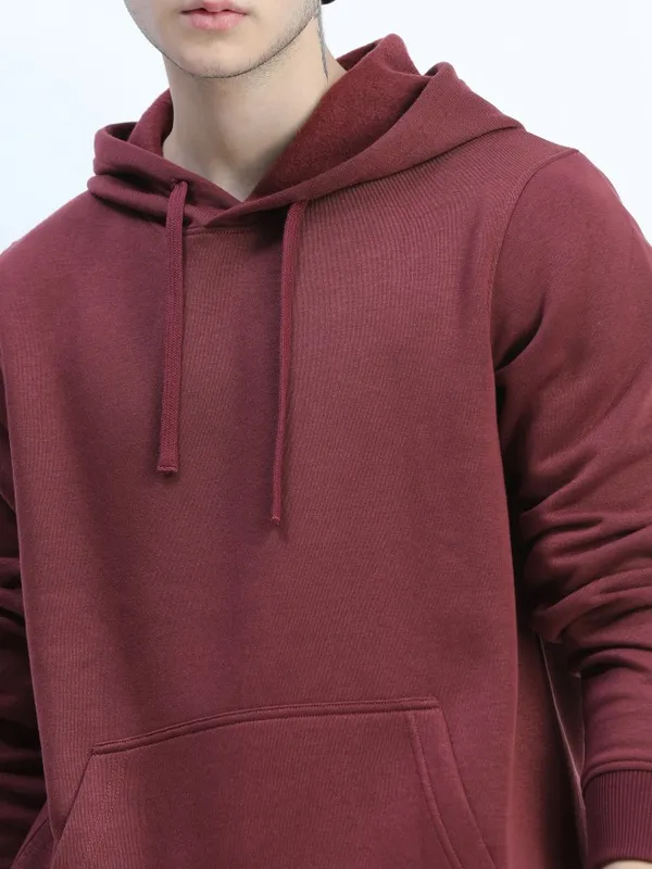 Men Solid Hoodie Sweatshirt
