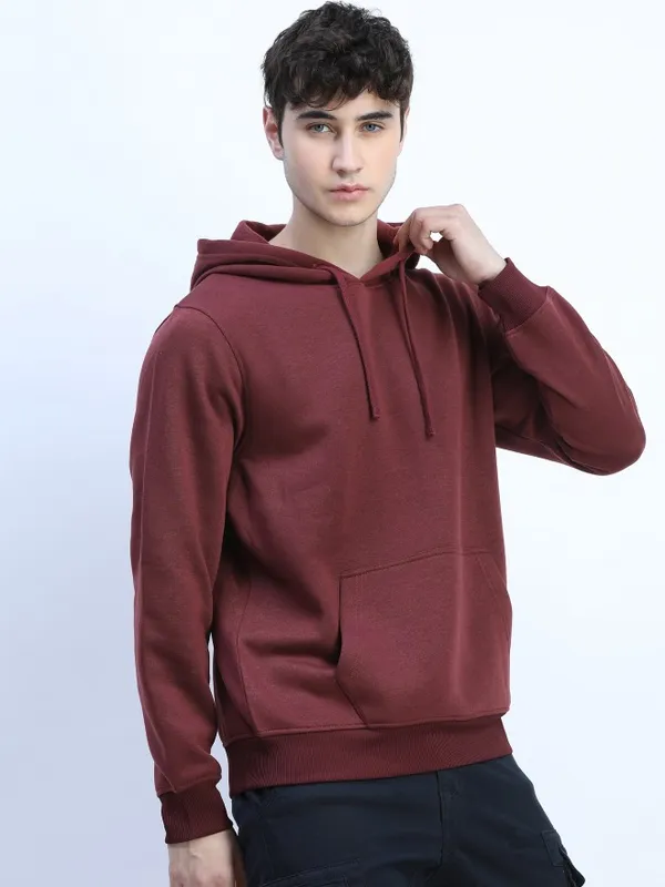 Men Solid Hoodie Sweatshirt