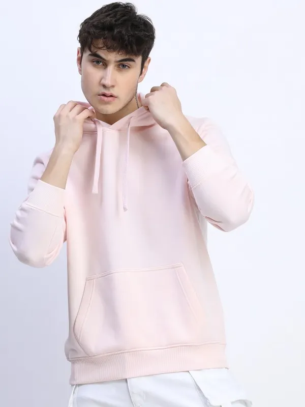 Men Solid Hoodie Sweatshirt