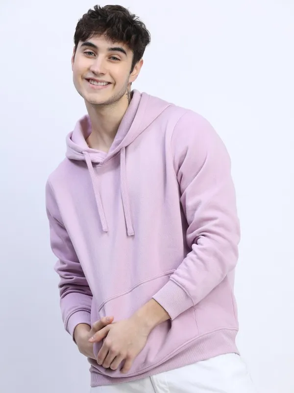 Men Solid Hoodie Sweatshirt