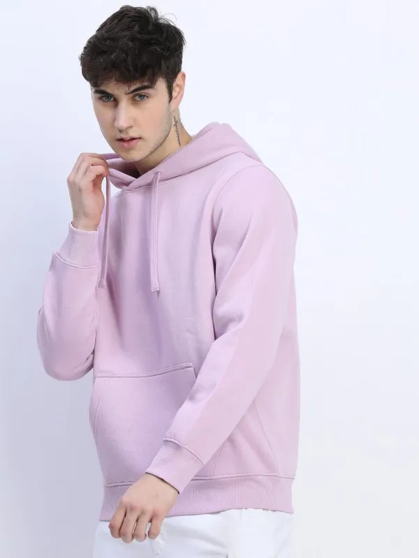 Men Solid Hoodie Sweatshirt