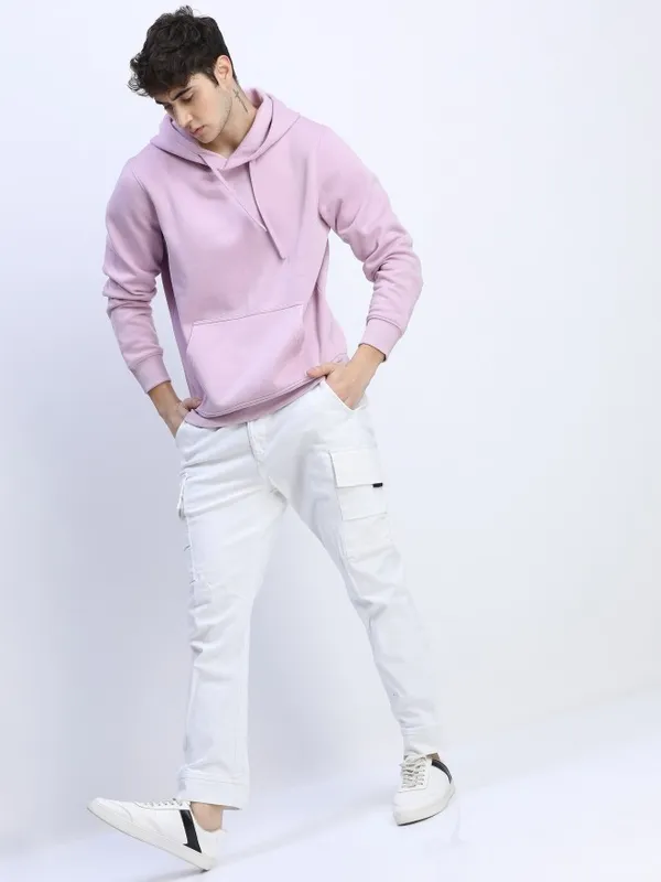 Men Solid Hoodie Sweatshirt