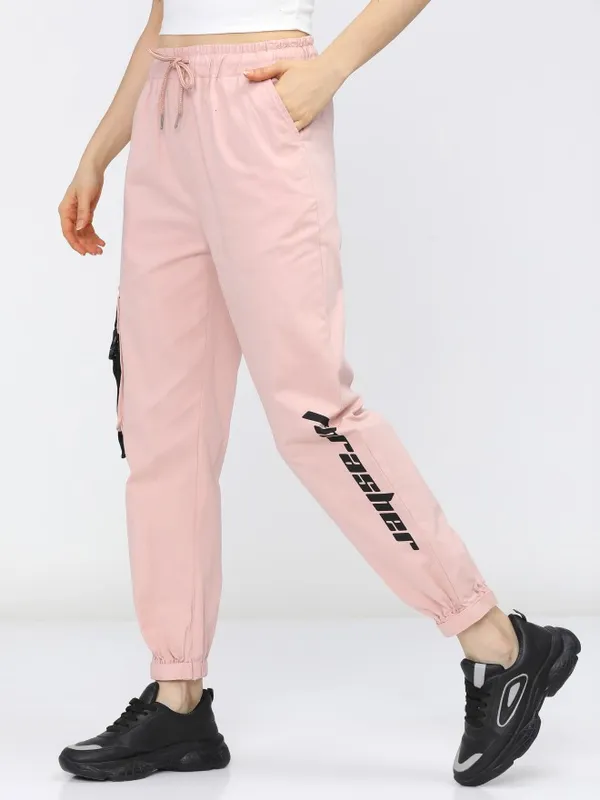  Tokyo Talkies Women Pink Solid Regular Fit Casual Trousers