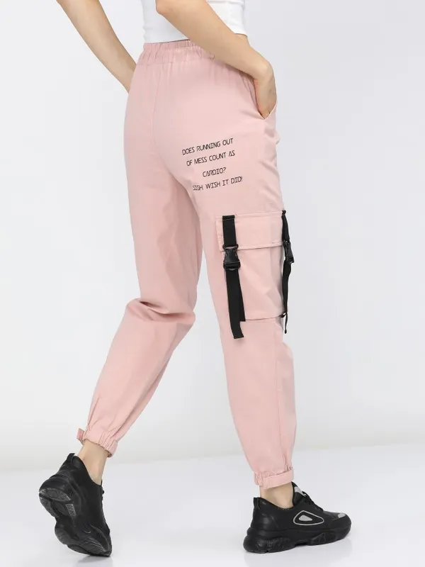  Tokyo Talkies Women Pink Solid Regular Fit Casual Trousers