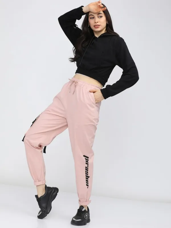  Tokyo Talkies Women Pink Solid Regular Fit Casual Trousers