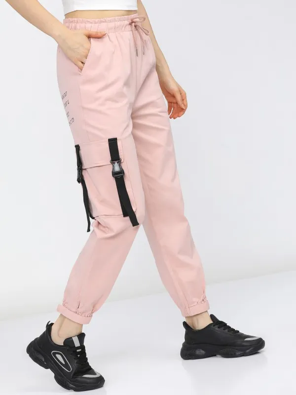  Tokyo Talkies Women Pink Solid Regular Fit Casual Trousers