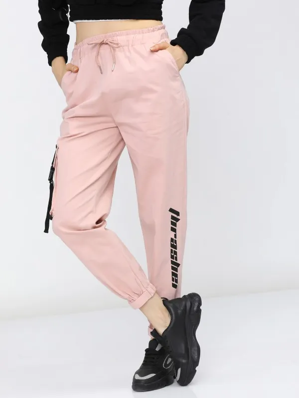  Tokyo Talkies Women Pink Solid Regular Fit Casual Trousers