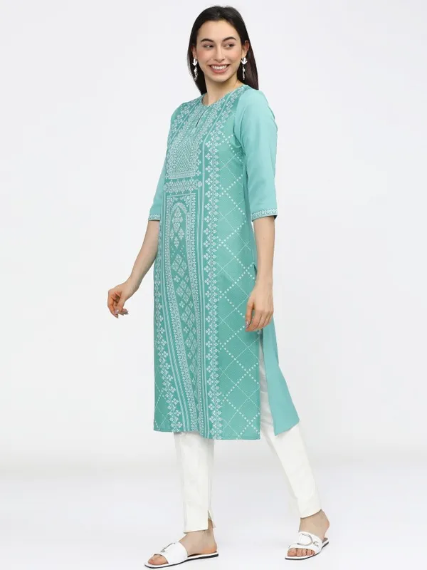  Ketch Women Blue Printed Straight Kurtas