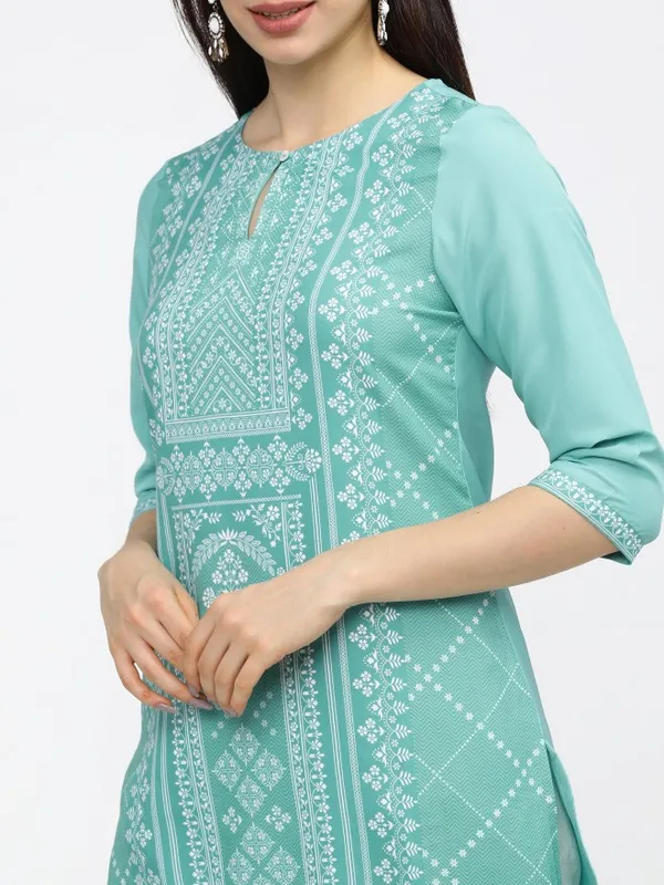  Ketch Women Blue Printed Straight Kurtas