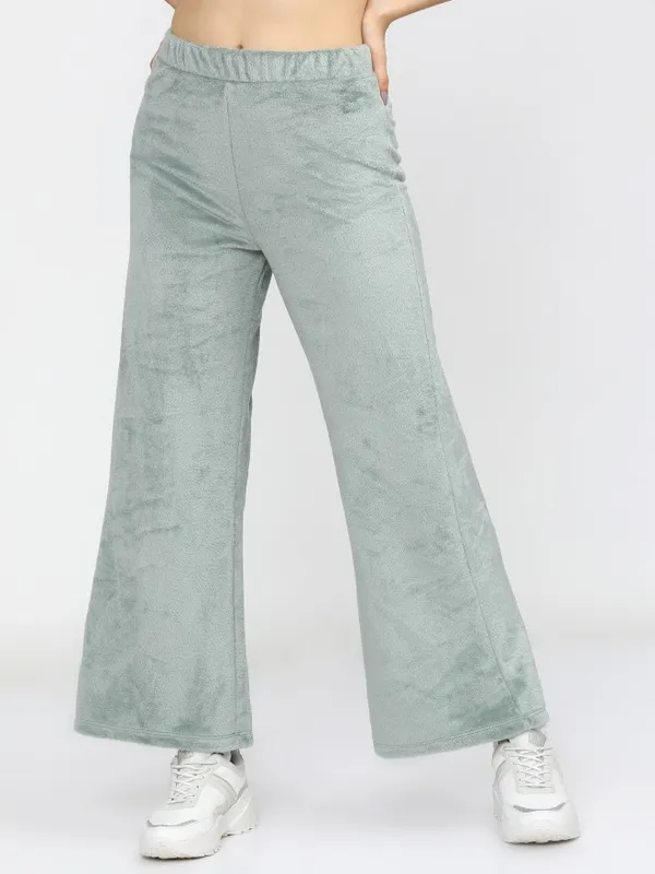  Tokyo Talkies Women Green Flared Track Pants