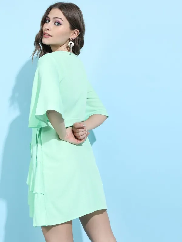 Tokyo Talkies Women Green Solid A-Line Dresses