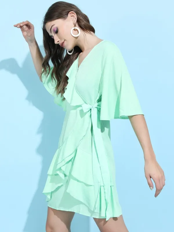  Tokyo Talkies Women Green Solid A-Line Dresses