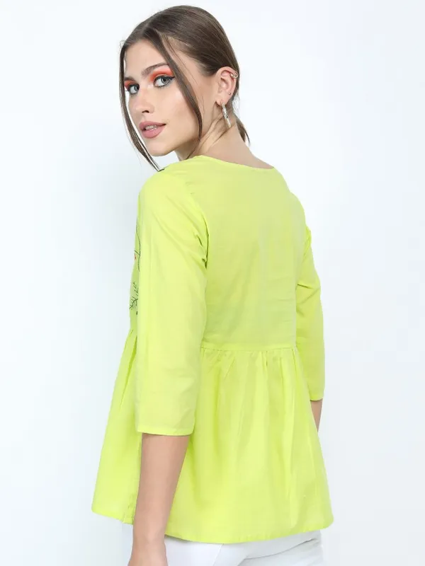  Vishudh Women Green Printed Regular Tops