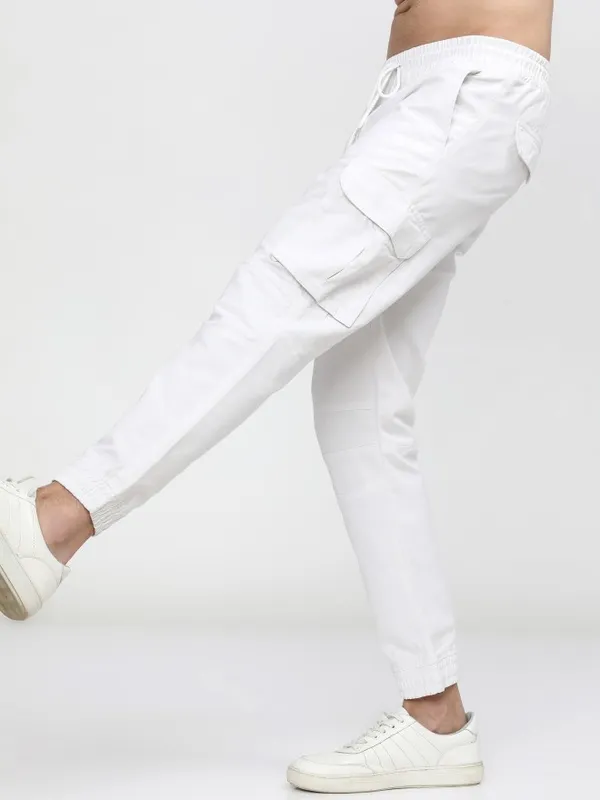  Ketch Men White Regular Fit Solid Casual Trousers