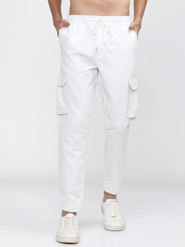  Ketch Men White Regular Fit Solid Casual Trousers