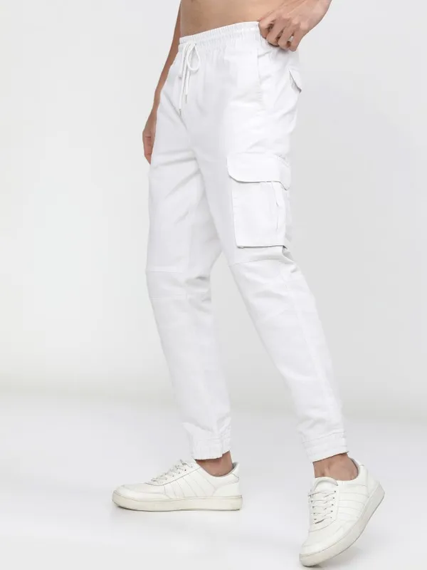  Ketch Men White Regular Fit Solid Casual Trousers