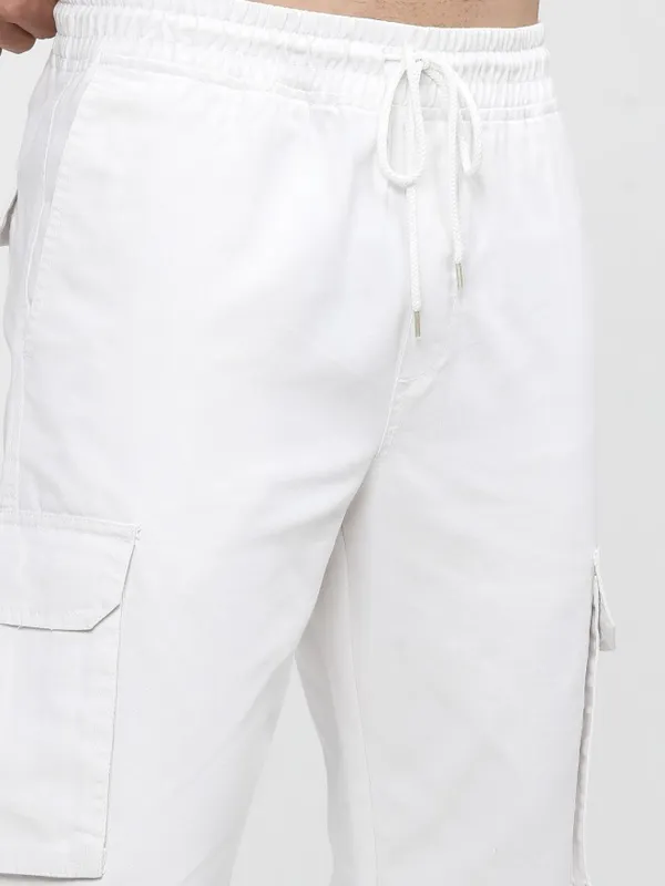  Ketch Men White Regular Fit Solid Casual Trousers