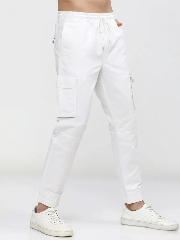  Ketch Men White Regular Fit Solid Casual Trousers