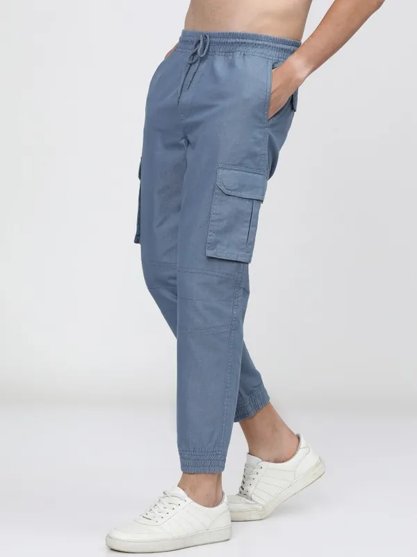  Ketch Men Blue Regular Fit Solid Casual Trousers