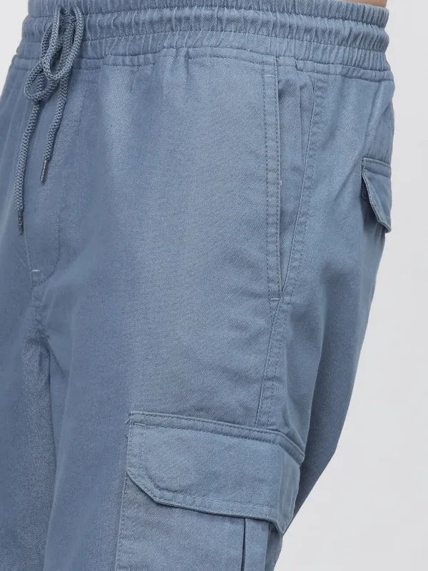  Ketch Men Blue Regular Fit Solid Casual Trousers