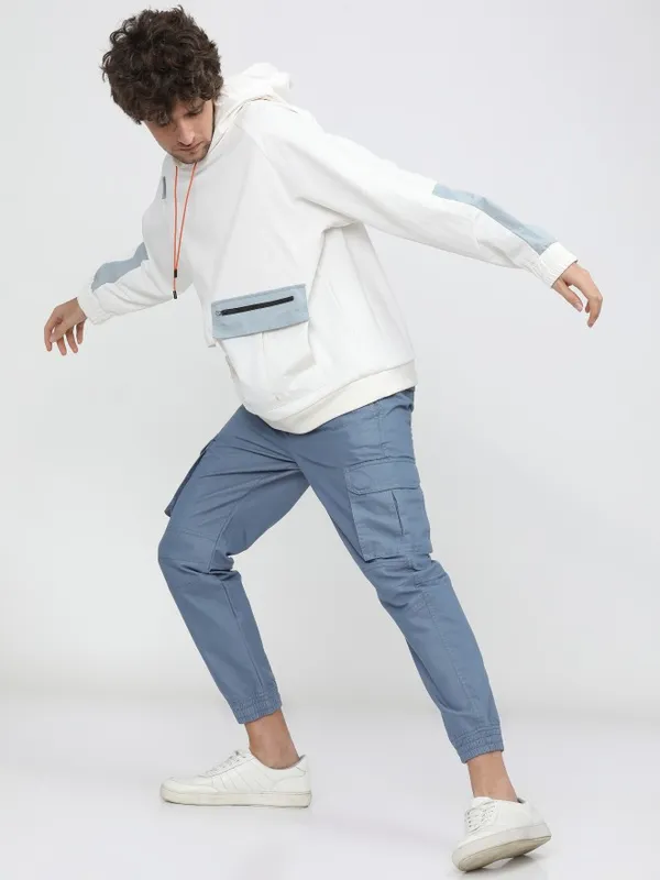  Ketch Men Blue Regular Fit Solid Casual Trousers